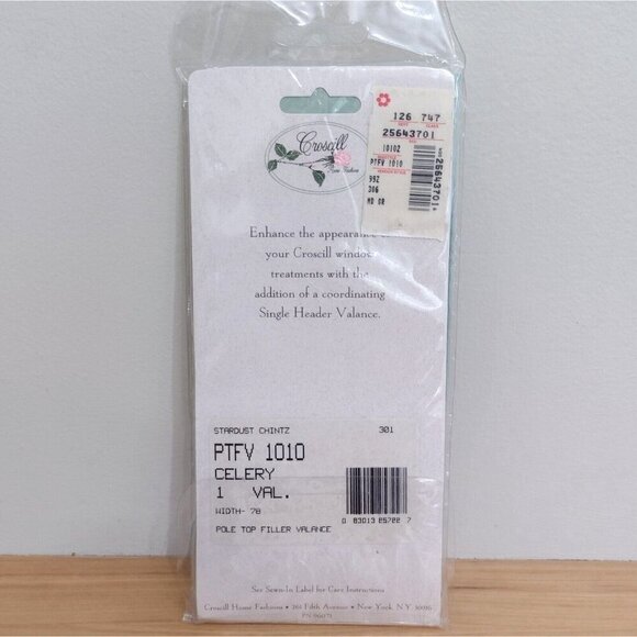 Vintage Croscill Single Header Valance 3" Rod Pocket 78" Celery Stardust Chintz - Picture 3 of 4